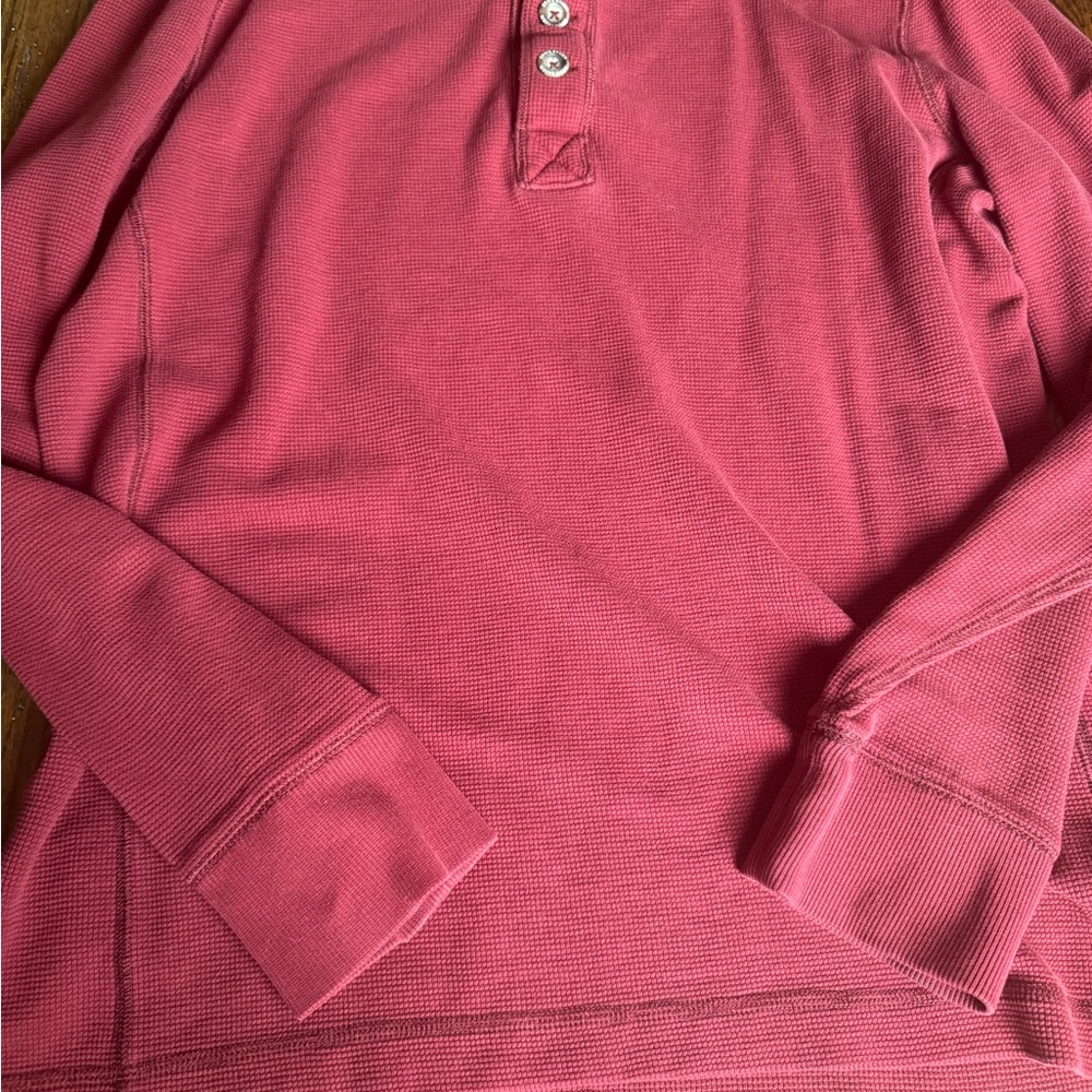 Eddie Bauer Burgundy Henley Shirt Large‎ Tall - Picture 2 of 5